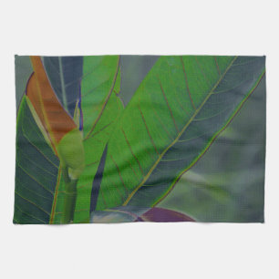 Green Leaves Close-Up Tea Towel