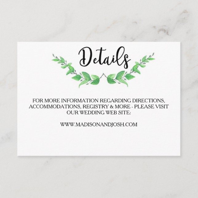 Green Leaves Details Card (Front)