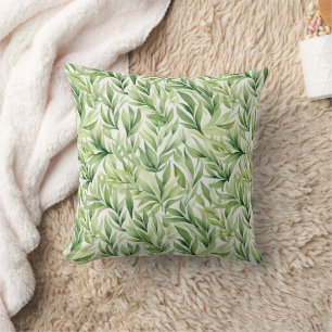 Green Leaves Elegant Modern Greenery  Cushion