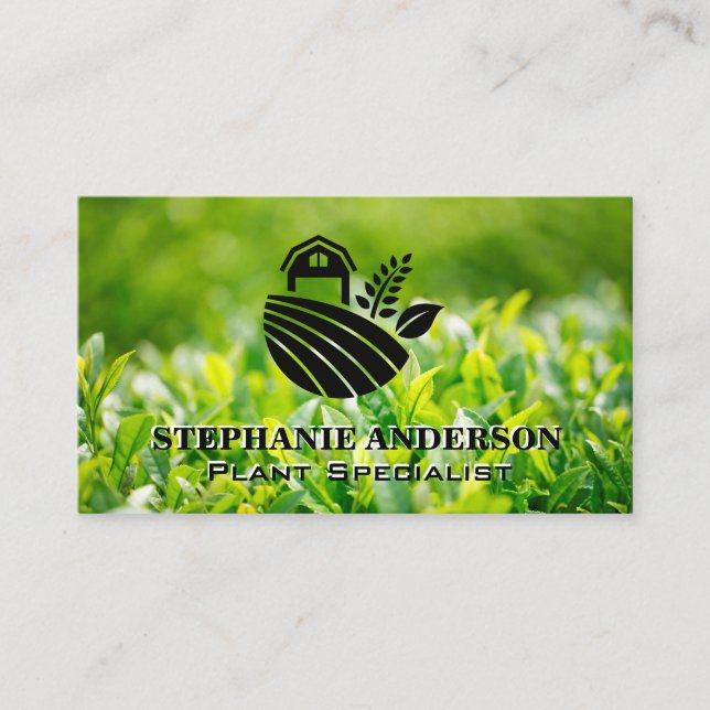 Green Leaves | Farm Logo Business Card (Front)