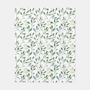 Green leaves fleece blanket
