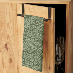 Green Leaves Floral Vintage Abstract Background Tea Towel