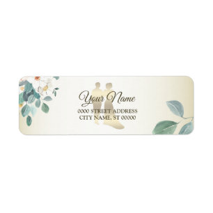 Green Leaves Flower Golden Wedding Return Address