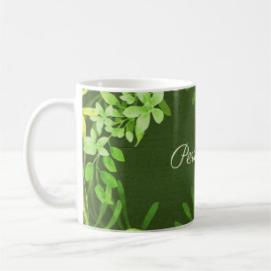 Green Leaves Foliage Personalise Coffee Mug