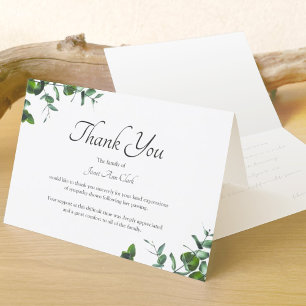 Green Leaves Funeral Thank You Note Card