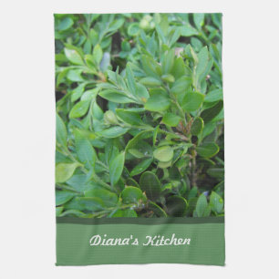 green leaves garden plant custom personalise tea towel