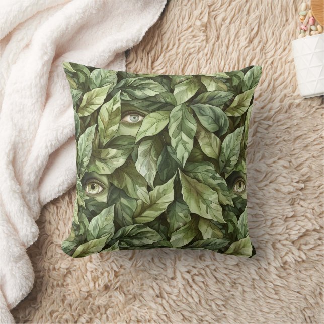Green Leaves Goblin Eyes   Cushion (Blanket)