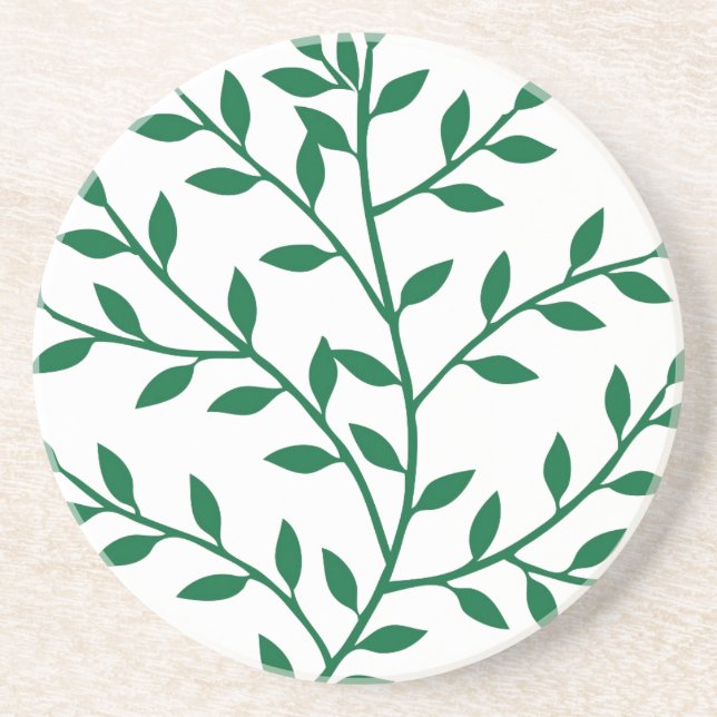 Green leaves green olive branch leaf decor coaster (Front)
