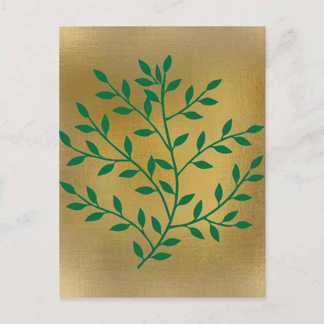 Green leaves green olive branch leaf decor postcard (Front)