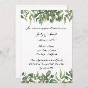 Green Leaves Greenery Foliage Engagement Party Invitation