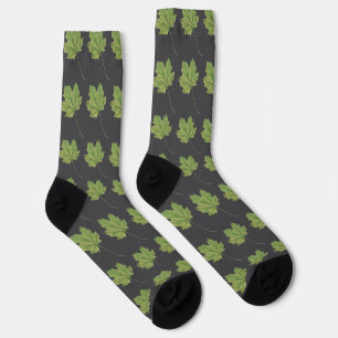 Green Leaves Grey Socks