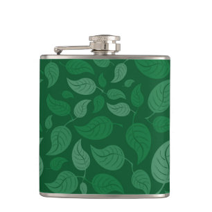 Green leaves hip flask