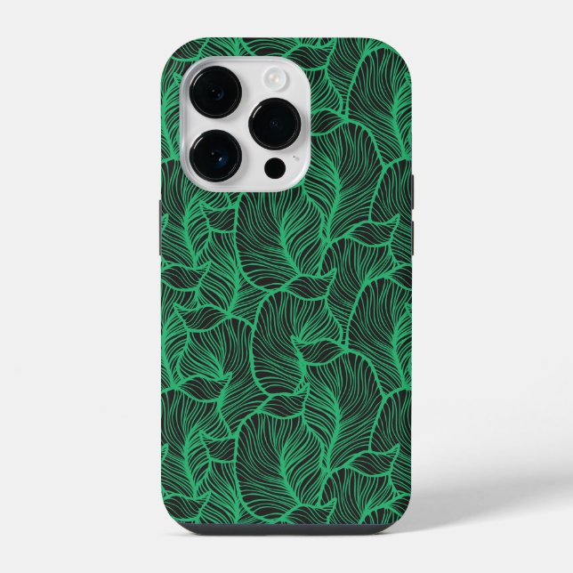 green leaves illustration pattern iPhone case (Back)