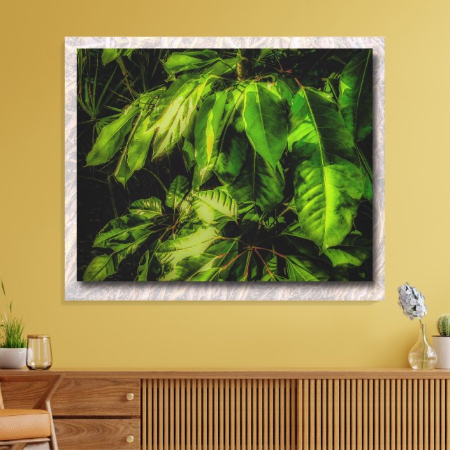 Green Leaves in Sunlight Stretched Canvas Print (Insitu(LivingRoom))