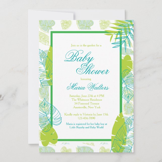 Green Leaves Invitation (Front)