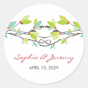 Green Leaves Knotted Love Trees Spring Wedding Classic Round Sticker
