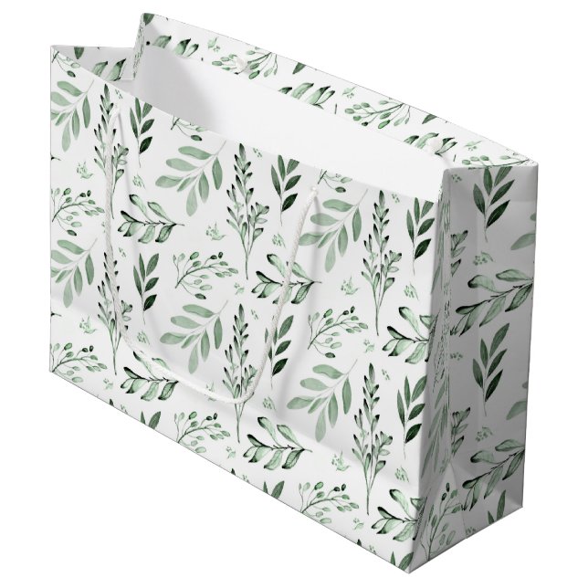 Green leaves  large gift bag (Front Angled)