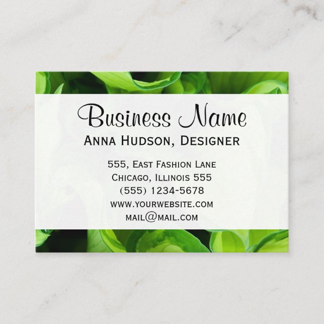 Green Leaves, Leaf, Plant, Floristry, Flower Shop Business Card (Front)