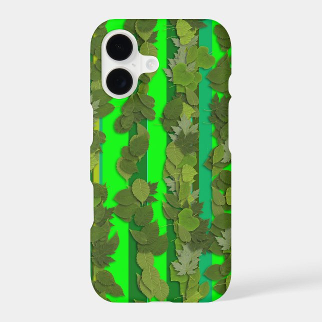 Green Leaves Leaf Striped Background Pattern (Back)