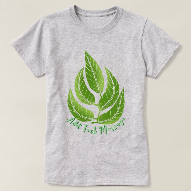 Green Leaves Leaf T-Shirt (Design Front)