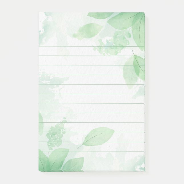 Green Leaves Lined Post-it Notes (Front)