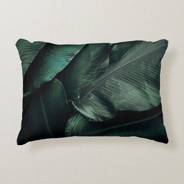 GREEN LEAVES MACRO PHOTOGRAPHY DECORATIVE CUSHION (Front)