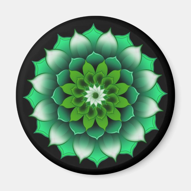 Green Leaves Mandala Magnet (Front)