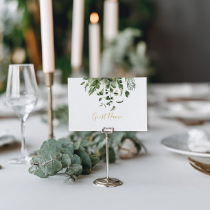Green leaves name place card