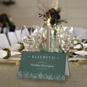 Green Leaves Nature Inspired Wedding Place Card