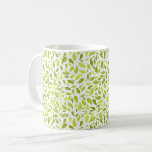 Green Leaves Nature Print, Plant Leaf Pattern Coffee Mug