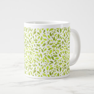 Green Leaves Nature Print, Plant Leaf Pattern Large Coffee Mug