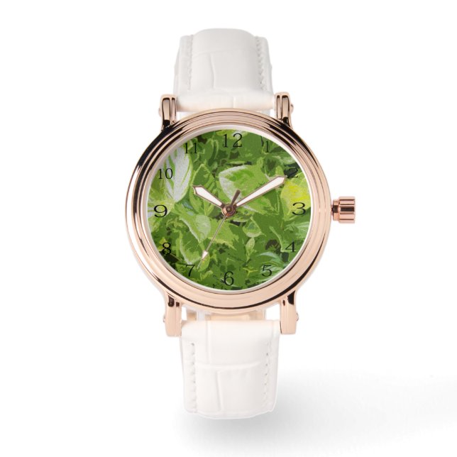 Green Leaves Oil Paint, Watch (Front)