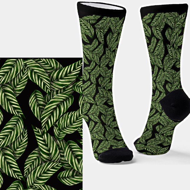 Green  Leaves on Black Socks (Creator Uploaded)