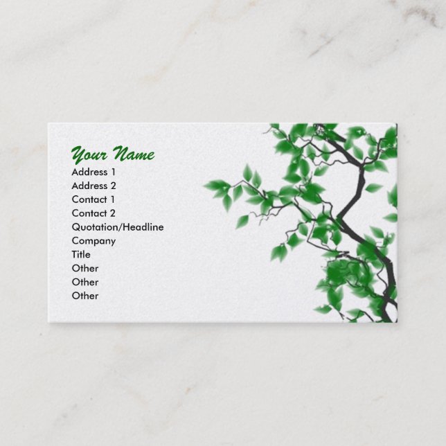 Green Leaves On Gold Professional Business Cards (Front)