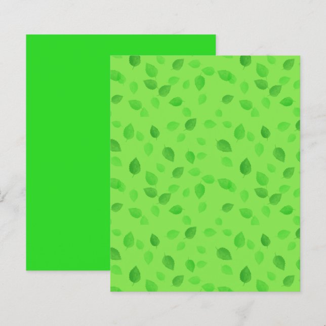 Green Leaves on Green Craft/Scrapbook Card Small  (Front/Back)