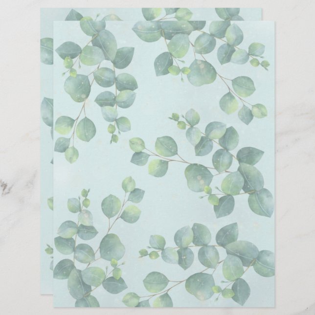 Green Leaves on Pale Green Background Craft Paper (Front/Back)