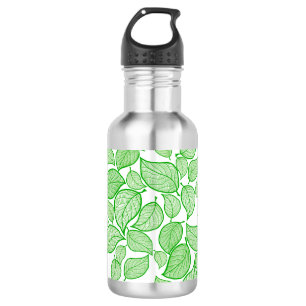 Green Leaves on White 532 Ml Water Bottle