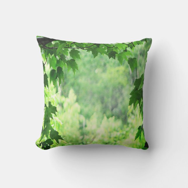 Green Leaves Outdoor Pillow (Front)