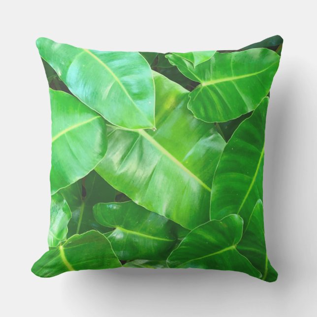 Green leaves Palm Leaf tropical foliage jungle  Cushion (Front)