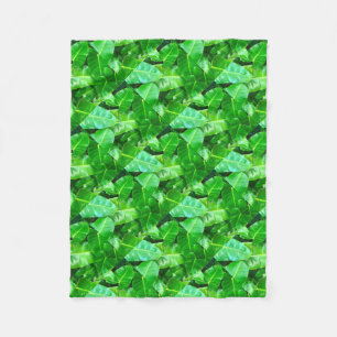 Green leaves Palm Leaf tropical foliage jungle  Fleece Blanket