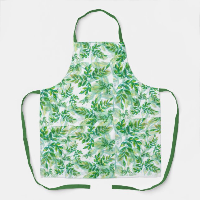 Green Leaves Pattern  Apron (Front)