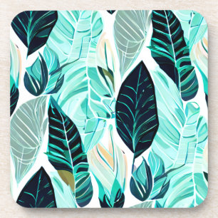 green leaves pattern coaster