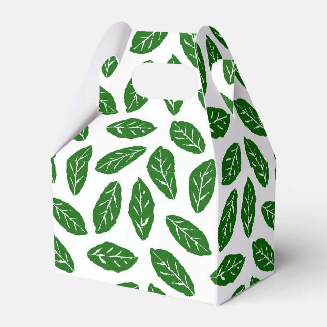 Green Leaves Pattern Favour Box (Front Side)