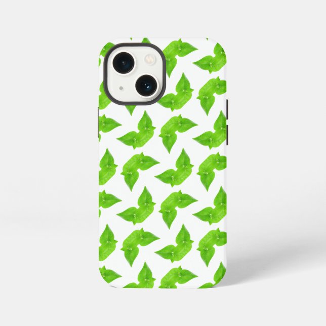 Green leaves pattern iPhone case (Back)