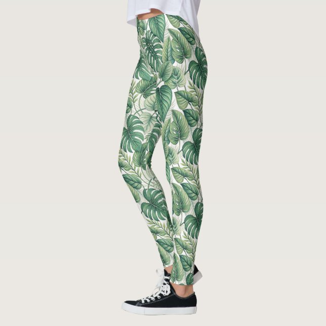 Green leaves pattern leggings (Left)