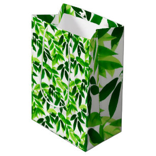 Green Leaves Pattern Medium Gift Bag