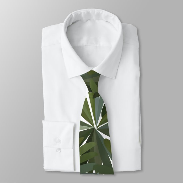 Green Leaves Pattern Tie (Tied)