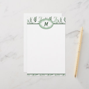 Green leaves  personalised    stationery