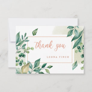 Green Leaves Personalised Thank You Card