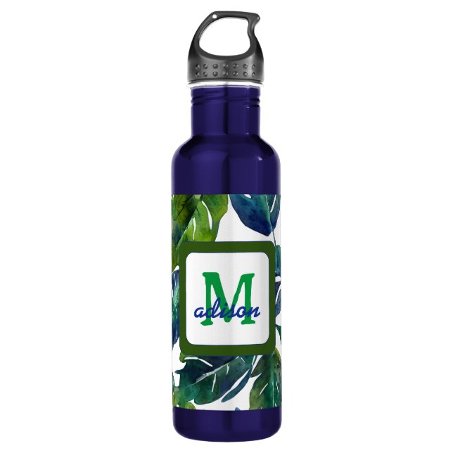 Green Leaves Philodendron Foliage Botanical 710 Ml Water Bottle (Front)